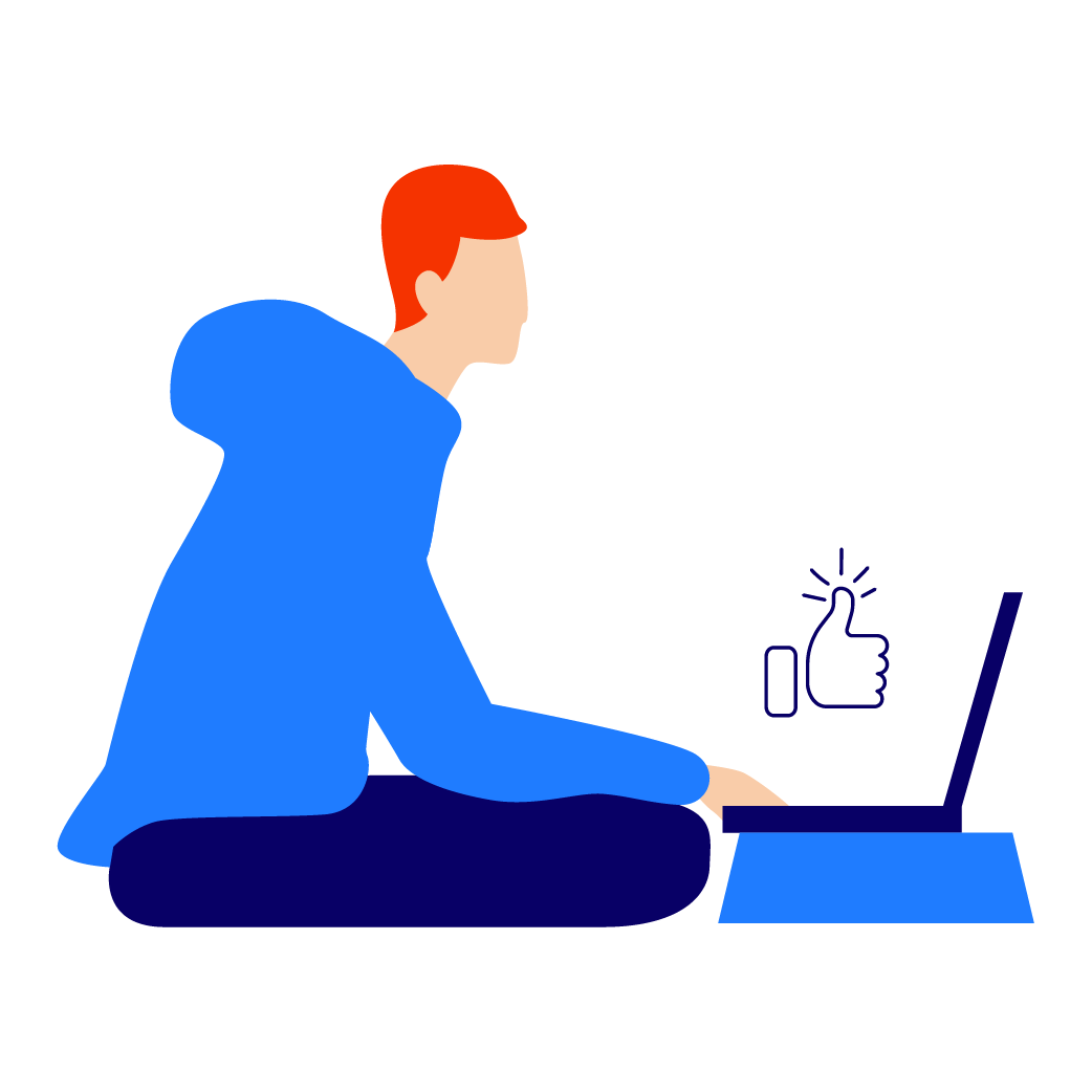 Ilustración de joven utilizando la tecnología